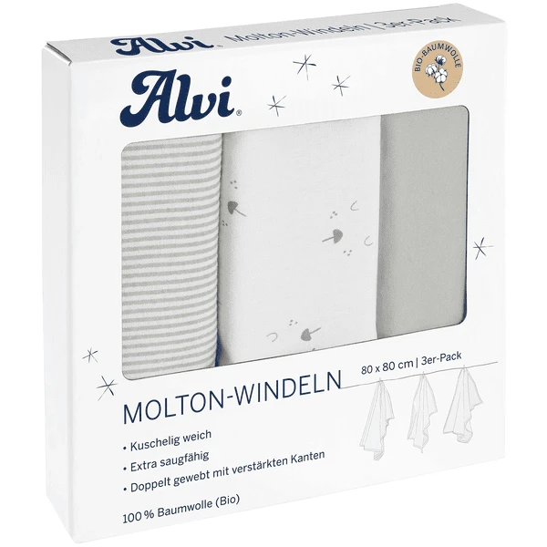 Alvi ® Molton Luiers 3-pack Gezichten 80 X 80 Cm 3 Alvi ® Molton Luiers 3-pack Gezichten 80 X 80 Cm