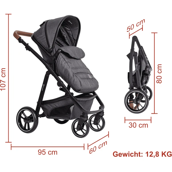 BabyGO Combi Kinderwagen Simple X Air 3 In 1 Grey Melange 6 BabyGO Combi Kinderwagen Simple X Air 3 In 1 Grey Melange - Afbeelding 4