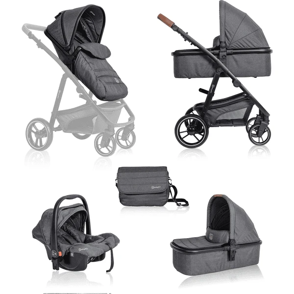 BabyGO Combi Kinderwagen Simple X Air 3 In 1 Grey Melange 3 BabyGO Combi Kinderwagen Simple X Air 3 In 1 Grey Melange