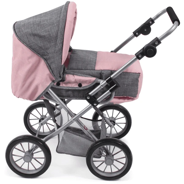 BAYER CHIC 2000 Combi Poppenwagen LENI Melange Grijs Roze 4 BAYER CHIC 2000 Combi Poppenwagen LENI Melange Grijs Roze - Afbeelding 2