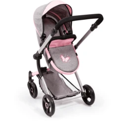Bayer Design Neo Vario Combinatie Poppenwagen Grijs/roze, Met Vlinder -Kinder Winkel bayer design neo vario combinatie poppenwagen grijs roze met vlinder a313421 3
