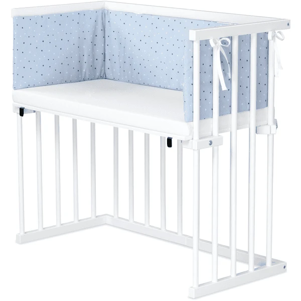 Dreamgood Co-sleeper Beuken Wit Gelakt | Matras Prime Air | Nest, Horizontaal Blauwe Sterrenmix Wit/saffierblauw 4 Dreamgood Co-sleeper Beuken Wit Gelakt | Matras Prime Air | Nest, Horizontaal Blauwe Sterrenmix Wit/saffierblauw - Afbeelding 2