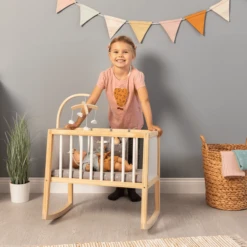 MUSTERKIND ® Poppenwieg Viola Wit/natuur/grijs -Kinder Winkel musterkind poppenwieg viola wit natuur grijs a326742 2