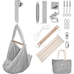 SCHMUSEWOLKE Baby Spring Wieg Biologisch Inclusief Schapenwol Matras Grijs -Kinder Winkel schmusewolke baby spring wieg biologisch inclusief schapenwol matras grijs a371386 3